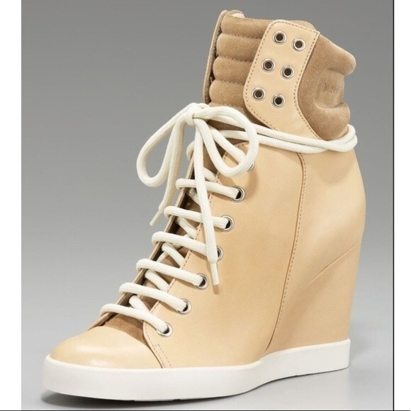 See by Chloe Lace Up Wedge Sneaker In Natural 37 - Picture 1 of 8